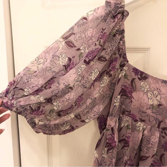 NWT Women's en Saison Luiciate Blouse in Purple Size Large Puff Sleeve Top - Picture 8 of 8